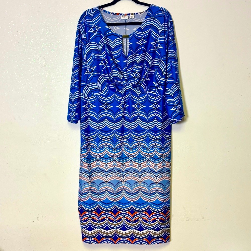 Cato Blue Cut Out Sheath Dress with 3/4 Dolman Sleeves